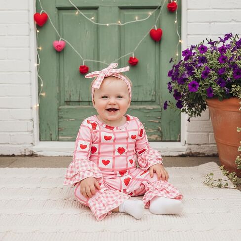 Valentines Baby Girl Outfit Newborn Long Sleeve Heart Print Romper Jumpsuit Cute Infant Winter Spring Clothes in Saudi Arabia