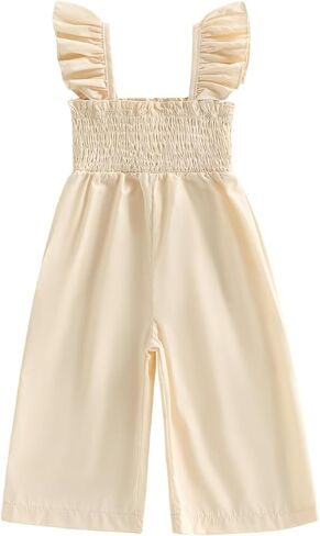 Sasaerucure Summer Clothes Toddler Baby Girl Romper Jumpsuit Overall Pants Solid Sleeveless Ruffle Halter One Piece Outfit in Saudi Arabia