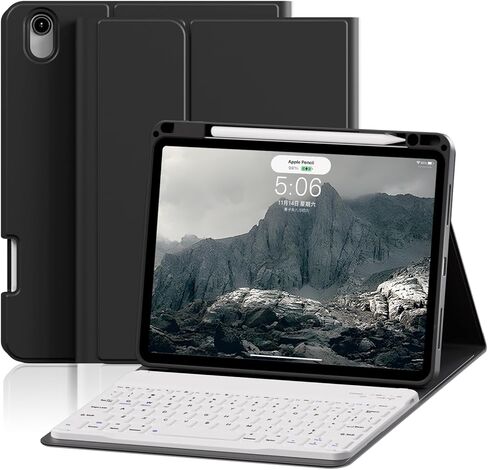 حافظة مع لوحة مفاتيح لجهاز iPad Air 11 بوصة M3/M2 (2025/2024)، iPad Air الجيل الخامس/الرابع 10.9 بوصة (2022/2020)، لوحة مفاتيح بلوتوث قابلة للفصل، غطاء قابل للطي مع حامل قلم رصاص، وردي فاتح in Saudi Arabia