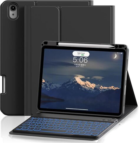 حافظة مع لوحة مفاتيح لجهاز iPad Air 11 بوصة M3/M2 (2025/2024)، iPad Air الجيل الخامس/الرابع 10.9 بوصة (2022/2020)، لوحة مفاتيح بلوتوث قابلة للفصل، غطاء قابل للطي مع حامل قلم رصاص، وردي فاتح in Saudi Arabia