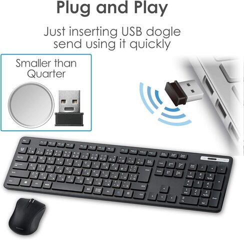 ELECOM Wireless Slim & Thin Keyboard/Standard Japanese Layout in Conformity with JIS Standard, with Numeric Keypad and Wireless Mouse/Black/TK-FDM110MBK in Saudi Arabia