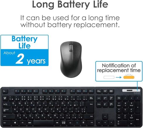 ELECOM Wireless Slim & Thin Keyboard/Standard Japanese Layout in Conformity with JIS Standard, with Numeric Keypad and Wireless Mouse/Black/TK-FDM110MBK in Saudi Arabia