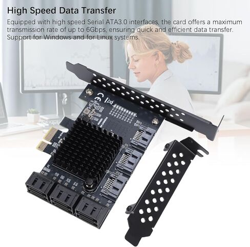 Zopsc PCIE to 9 Port Serial ATA3.0 Expansion Card, PCIE3.0 GEN3 6Gbps Adapter Card with Hot Swappable NCQ AHCI Support, for 10 11 NAS in Saudi Arabia