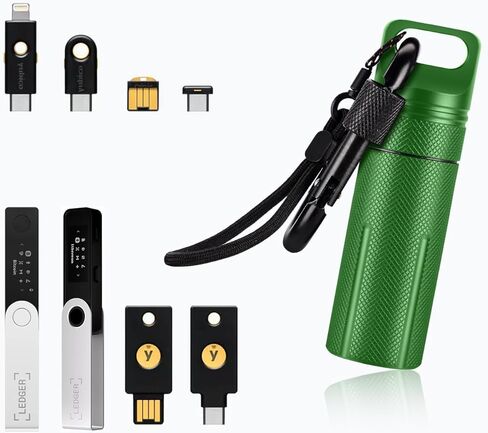 Crypto Wallet Case متوافق مع Ledger Nano S X S Plus Yubikey 5 5C NFC 5CI ، جراب ألومنيوم سبيكة ، جراب مقاوم للماء USB Thumb Drive Device Cold Wallet Storage (Black) in Saudi Arabia
