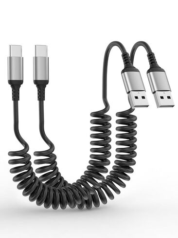 USB A to USB C Cable Coiled 3FT, 2 Pack USB to USBC Carplay Cable, USB A to Type C Charger Cord Compatible with iPhone 17/16/15, Samsung Galaxy S25 S24 S23, Pixel 10 9 in Saudi Arabia