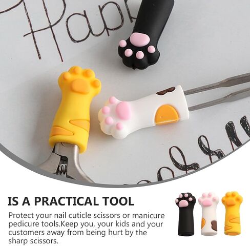 VOSAREA 9pcs Cat Paw Protector Scissors Safety Scissors Tip Cap Cuticle Manicure Tools Cover Animal Nippers Cover Metal Shears Nipper Sleeve Child PVC Soft Glue Cartoon Pointed Hat in Saudi Arabia