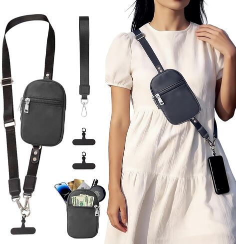 3-in-1 Clip and Go Phone Strap Crossbody with Detachable Wallet, RFID Blocking, Adjustable Anti-Theft Phone Lanyard in Saudi Arabia