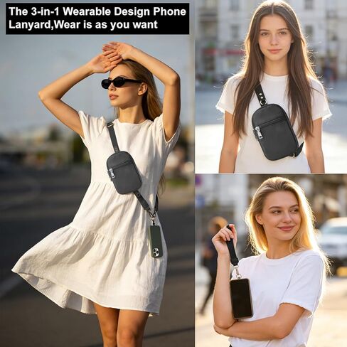 3-in-1 Clip and Go Phone Strap Crossbody with Detachable Wallet, RFID Blocking, Adjustable Anti-Theft Phone Lanyard in Saudi Arabia