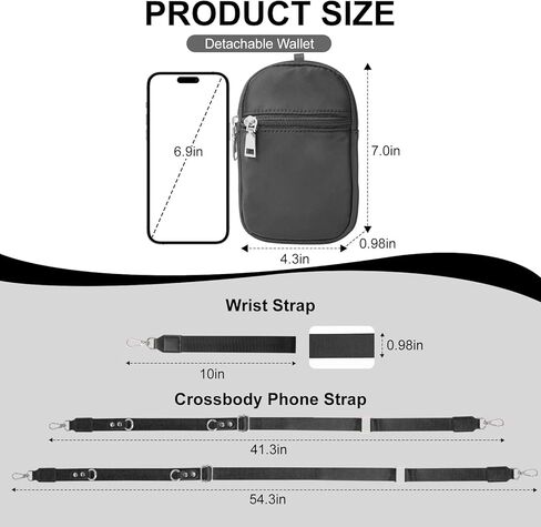 3-in-1 Clip and Go Phone Strap Crossbody with Detachable Wallet, RFID Blocking, Adjustable Anti-Theft Phone Lanyard in Saudi Arabia