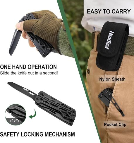NexTool Multitool، أداة متعددة 11 في 1 مع كماشة أنف بإبرة، مقص ولقم مفك براغي، سكين جيب متعدد الأدوات من الفولاذ المقاوم للصدأ مع قفل أمان للتخييم، وصيد الأسماك، والمشي لمسافات طويلة، وهدايا للرجال فريدة من نوعها in Kuwait