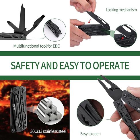 NexTool Multitool، أداة متعددة 11 في 1 مع كماشة أنف بإبرة، مقص ولقم مفك براغي، سكين جيب متعدد الأدوات من الفولاذ المقاوم للصدأ مع قفل أمان للتخييم، وصيد الأسماك، والمشي لمسافات طويلة، وهدايا للرجال فريدة من نوعها in Kuwait