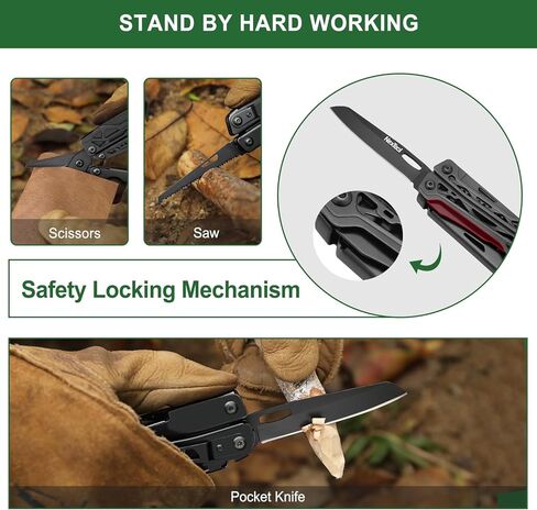 NexTool Multitool، أداة متعددة 11 في 1 مع كماشة أنف بإبرة، مقص ولقم مفك براغي، سكين جيب متعدد الأدوات من الفولاذ المقاوم للصدأ مع قفل أمان للتخييم، وصيد الأسماك، والمشي لمسافات طويلة، وهدايا للرجال فريدة من نوعها in Kuwait