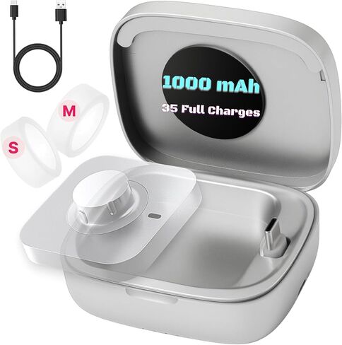 حقيبة شحن لاسلكية محمولة لـ Oura Ring Gen 4 & Gen 3، محطة طاقة 1000 مللي أمبير في الساعة، 35 شحنة كاملة، ملحق سفر مدمج مع أغطية حلقية من السيليكون (قاعدة الشحن الرسمية غير متضمنة) in Kuwait