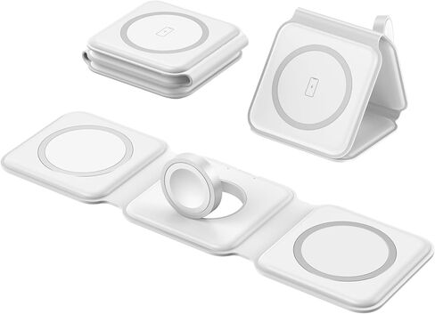 Wireless Charging Station for MagSafe,3 in 1 Floldable Wireless Charger,Magnetic Wireless Charging Stand for iPhone 17/Air/16/15/14/13/12 Series,for Apple Watch and Airpods in Saudi Arabia