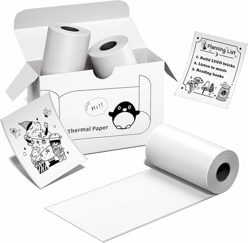 3 Rolls Compatible with ETIKEZ PM290C and NADAIIN D20 Portable Mini Printer,Self-Adhesive Thermal Printer Stickers Paper, 57mm x 3.5m, Thermal Paper White Self-Adhesive for PeriPage,Cabaro in Saudi Arabia