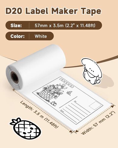 3 Rolls Compatible with ETIKEZ PM290C and NADAIIN D20 Portable Mini Printer,Self-Adhesive Thermal Printer Stickers Paper, 57mm x 3.5m, Thermal Paper White Self-Adhesive for PeriPage,Cabaro in Saudi Arabia