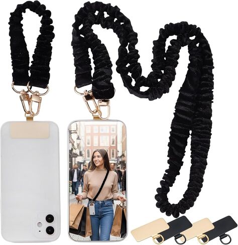 قطعتان من حبل ربط الهاتف Scrunchie، حزام معصم قابل للتمدد للهاتف للجنسين والمعلمات وزملاء العمل، مضاد للسرقة (أحمر) in Kuwait