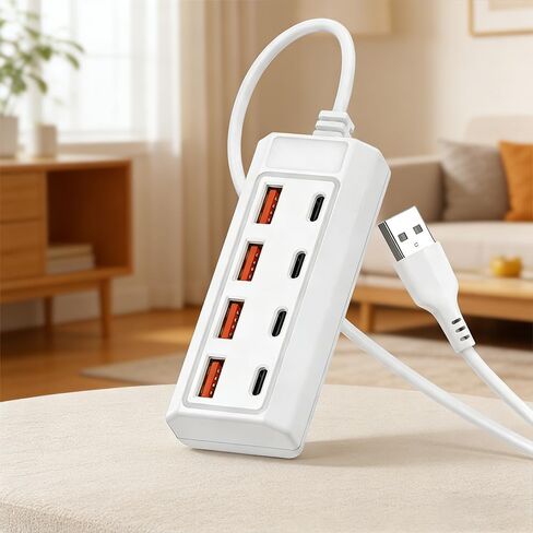 8-Port USB to 4 USB 4 Type-C 25W Fast Charging Hub, Multi-Port High-Speed Charging, Compatible with 5V Devices, Including Computers, Laptops, Tablets, etc in Saudi Arabia