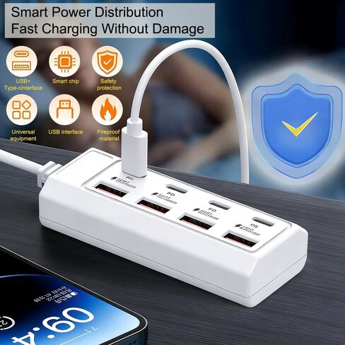 8-Port USB to 4 USB 4 Type-C 25W Fast Charging Hub, Multi-Port High-Speed Charging, Compatible with 5V Devices, Including Computers, Laptops, Tablets, etc in Saudi Arabia
