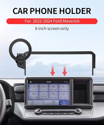 Car Phone Holder for 2022-2024 Ford Maverick Accessories 8-Inch Screen Fixed Clip, 360° Rotation Phone Mount Compatible with MagSafe, Cell Phone Holder Does Not Affect Air Vent in Saudi Arabia