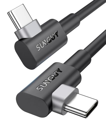 SUNGUY USB C to USB C Right Angle Cable 1FT Short, 2Pcs 60W Fast Charging 90 Degree USBC to USBC Cable Compatible with iPhone 17 16 15 Pro Max, MacBook Pro, iPad Pro, Galaxy S25/S24 in Saudi Arabia
