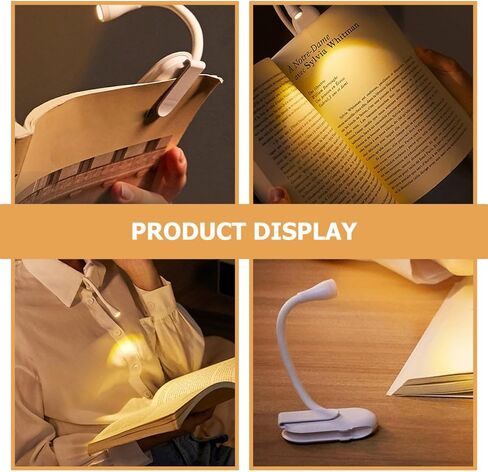 Ciieeo Rechargeable USB Book Light Clip-on, Mini Portable Eye Care Reading Lamp for Students, Flexible Dimmable Bedside Night Light for Dorm and Travel in Kuwait