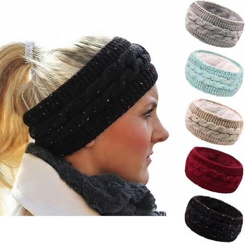 Womens Winter Headband Ear Warmer Winter Warm Thick Fleece Womens Knit Headbands for Women Winter Running Headband in Saudi Arabia