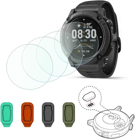 SmartWatch Tempered Glass Screen Protector Compatible for Coros Nomad，Protective Film 2.5D 9H Hardness HD and Charging Dust Plug (Pack of 4+4) in Saudi Arabia
