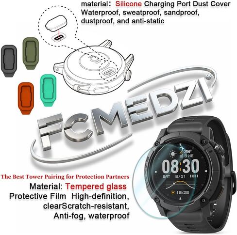 SmartWatch Tempered Glass Screen Protector Compatible for Coros Nomad，Protective Film 2.5D 9H Hardness HD and Charging Dust Plug (Pack of 4+4) in Saudi Arabia