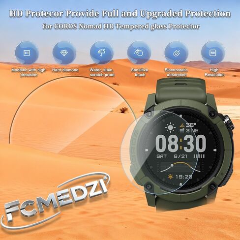 SmartWatch Tempered Glass Screen Protector Compatible for Coros Nomad，Protective Film 2.5D 9H Hardness HD and Charging Dust Plug (Pack of 4+4) in Saudi Arabia