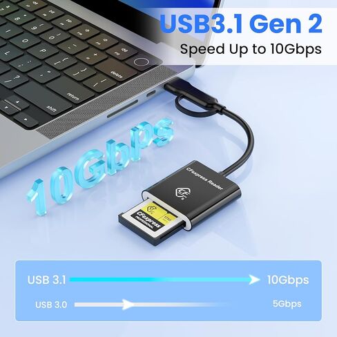 2-in-1 Type B CFexpress USB C&USB A Type B Card Reader for iPhone,USB 3.2 (Gen 2) 10Gbps CFexpress Adapter for iPhone 16 15/iPad/Samsung/Laptops/Tablets with Windows/Mac/Linux/Android-Plug&Play in Kuwait