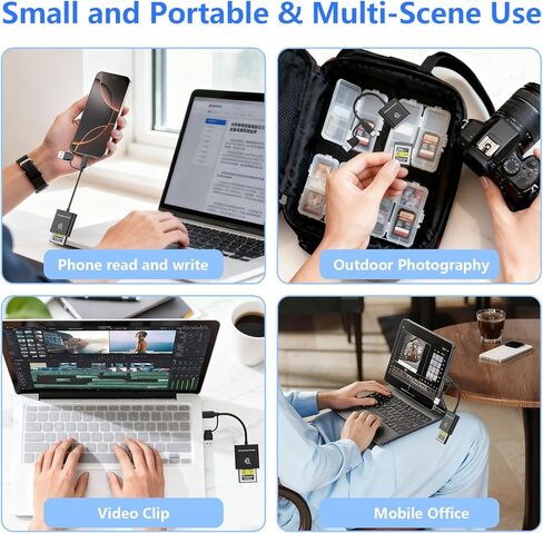 2-in-1 Type B CFexpress USB C&USB A Type B Card Reader for iPhone,USB 3.2 (Gen 2) 10Gbps CFexpress Adapter for iPhone 16 15/iPad/Samsung/Laptops/Tablets with Windows/Mac/Linux/Android-Plug&Play in Kuwait