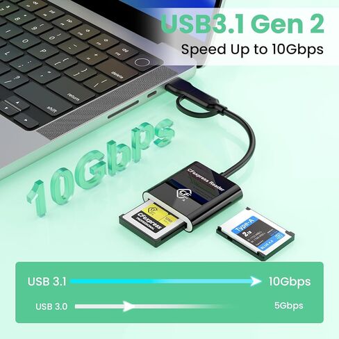 Type A CFexpress USB C&USB A 2-in-1 Type A Card Reader for iPhone,USB 3.2 (Gen 2) 10Gbps CFexpress Adapter for iPhone 16 15/iPad/Samsung/Laptops/Tablets with Windows/Mac/Linux/Android-Plug&Play in Saudi Arabia
