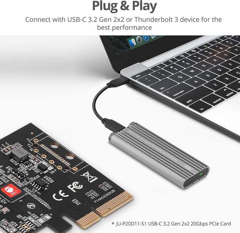 SIIG USB 3.2 Gen 2x2 Type-C 20G M.2 NVMe SSD Enclosure, USB 3.2 Gen 2x2 20Gbps Type-C to NVMe PCIe M-Key, Aluminum Heat Dissipation Design, Thermal pad, Tool Free, UASP, ASM2364 Chipset (JU-SA0X11-S1) in Saudi Arabia