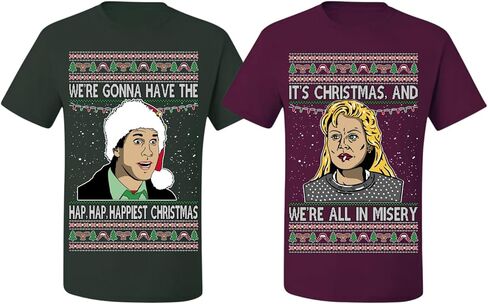 Wild Bobby Ugly Christmas Sweaters for Couples Adult His Hers Unisex Christmas Holiday Matching Couple T-Shirt in Kuwait