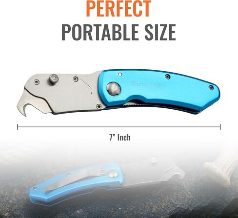 سكين خطاف قابل للطي من Wiebe (DS11 ZIPR) - شفرات خطافية متخصصة قابلة للاستبدال مزدوجة الأطراف للصيد بمقبض من سبائك الصلب، 7 بوصة in Kuwait