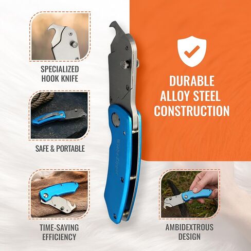 سكين خطاف قابل للطي من Wiebe (DS11 ZIPR) - شفرات خطافية متخصصة قابلة للاستبدال مزدوجة الأطراف للصيد بمقبض من سبائك الصلب، 7 بوصة in Kuwait