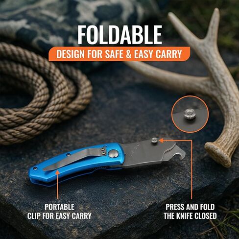 سكين خطاف قابل للطي من Wiebe (DS11 ZIPR) - شفرات خطافية متخصصة قابلة للاستبدال مزدوجة الأطراف للصيد بمقبض من سبائك الصلب، 7 بوصة in Kuwait