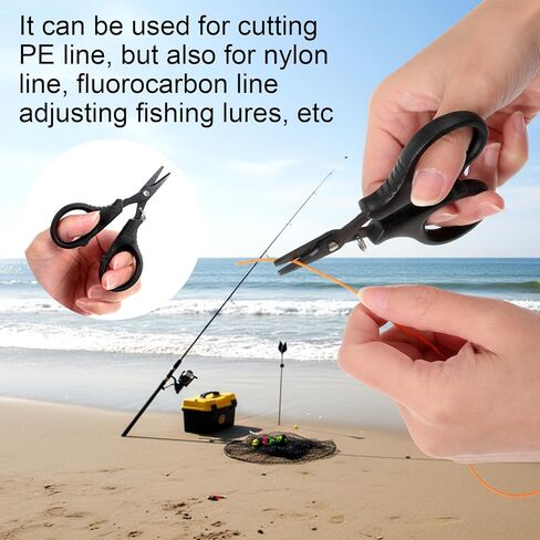 Thinp 3 Pcs Fishing Scissors, Stainless Steel Fishing Line Cutter Fishings Tool Kit with Hook and Retractable Coil Lanyards Portable Fishings Accessories for Saltwater and Freshwater(Black) in Saudi Arabia