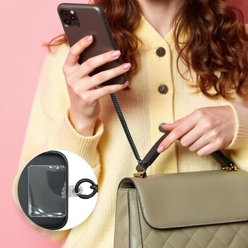 سلسلة مفاتيح زنبركية حلزونية قطعة واحدة، حبل حامل سلسلة مفاتيح مضاد للفقد مع مشبك جراد البحر، أسود in Saudi Arabia