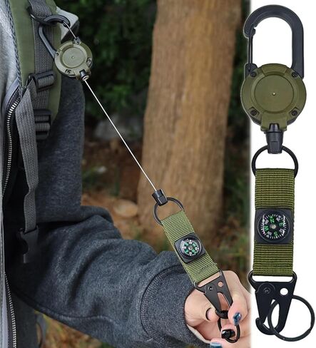 1PCS Outdoor Hiking Backpack Clip Easy-pull Belt, Retractable Keychain, Backpack, Camping Anti-loss and Anti-theft Cord,24CM in Saudi Arabia