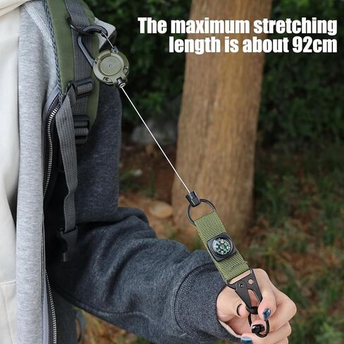1PCS Outdoor Hiking Backpack Clip Easy-pull Belt, Retractable Keychain, Backpack, Camping Anti-loss and Anti-theft Cord,24CM in Saudi Arabia