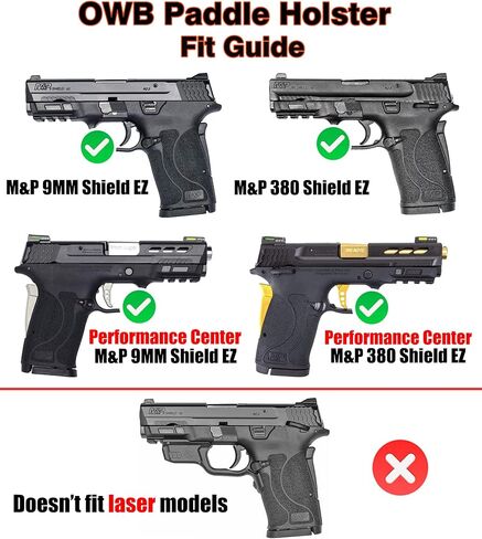 M&P Shield EZ Holster fit S&W M&P 9mm 380 Shield EZ, Smith & Wesson Performance Center M&P Shield EZ 9mm 380، حافظة مجداف مفتوحة للحمل OWB، غير قابلة للتعديل وتحرير سريع - اليد اليمنى in Kuwait