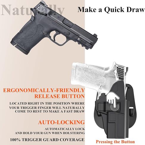 M&P Shield EZ Holster fit S&W M&P 9mm 380 Shield EZ, Smith & Wesson Performance Center M&P Shield EZ 9mm 380، حافظة مجداف مفتوحة للحمل OWB، غير قابلة للتعديل وتحرير سريع - اليد اليمنى in Kuwait