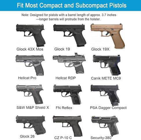 حافظة عالمية للمسدسات المدمجة وشبه المدمجة، قطع بصرية، تناسب Glock 19/43/ 43X MOS، Sig P365 XMacro، M&P Shield Plus، PSA Dagger Compact، FN Reflex، Hellcat Pro/RDP، Ruger Security 9، والمزيد in Kuwait