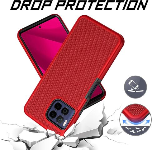 حافظة Ailiber for T Mobile Revvl 7 Pro 5G، حافظة هاتف خلوي TMobile Revvl 7 Pro، مع واقي شاشة، طبقة مزدوجة من السيليكون المقاوم للصدمات، غطاء هاتف متين خلفي غير قابل للانزلاق - أحمر in Saudi Arabia
