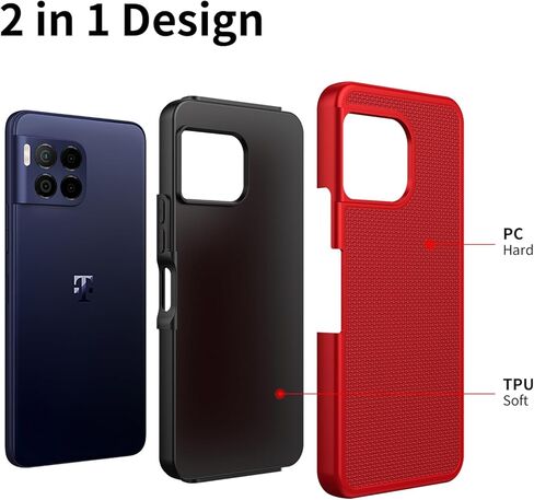 حافظة Ailiber for T Mobile Revvl 7 Pro 5G، حافظة هاتف خلوي TMobile Revvl 7 Pro، مع واقي شاشة، طبقة مزدوجة من السيليكون المقاوم للصدمات، غطاء هاتف متين خلفي غير قابل للانزلاق - أحمر in Saudi Arabia