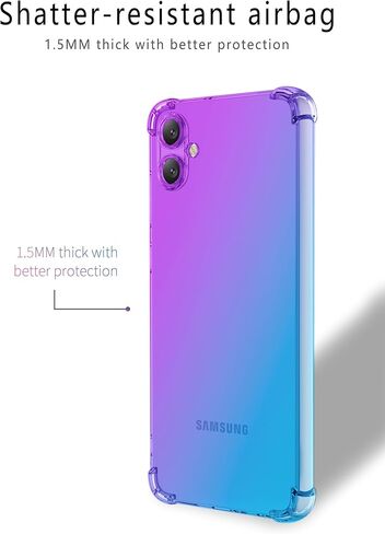 Osophter for Galaxy A06 5G Case: with Screen Protector Women Girls TPU Shock-Absorption Flexible Gradient Color for Samsung Galaxy A06 5G Phone Case Cover(Purple Blue) in Saudi Arabia
