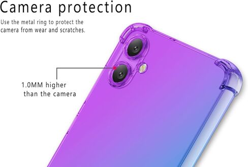 Osophter for Galaxy A06 5G Case: with Screen Protector Women Girls TPU Shock-Absorption Flexible Gradient Color for Samsung Galaxy A06 5G Phone Case Cover(Purple Blue) in Saudi Arabia