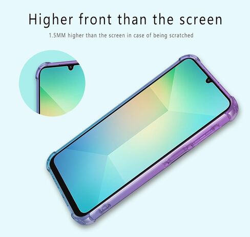 Osophter for Galaxy A06 5G Case: with Screen Protector Women Girls TPU Shock-Absorption Flexible Gradient Color for Samsung Galaxy A06 5G Phone Case Cover(Purple Blue) in Saudi Arabia